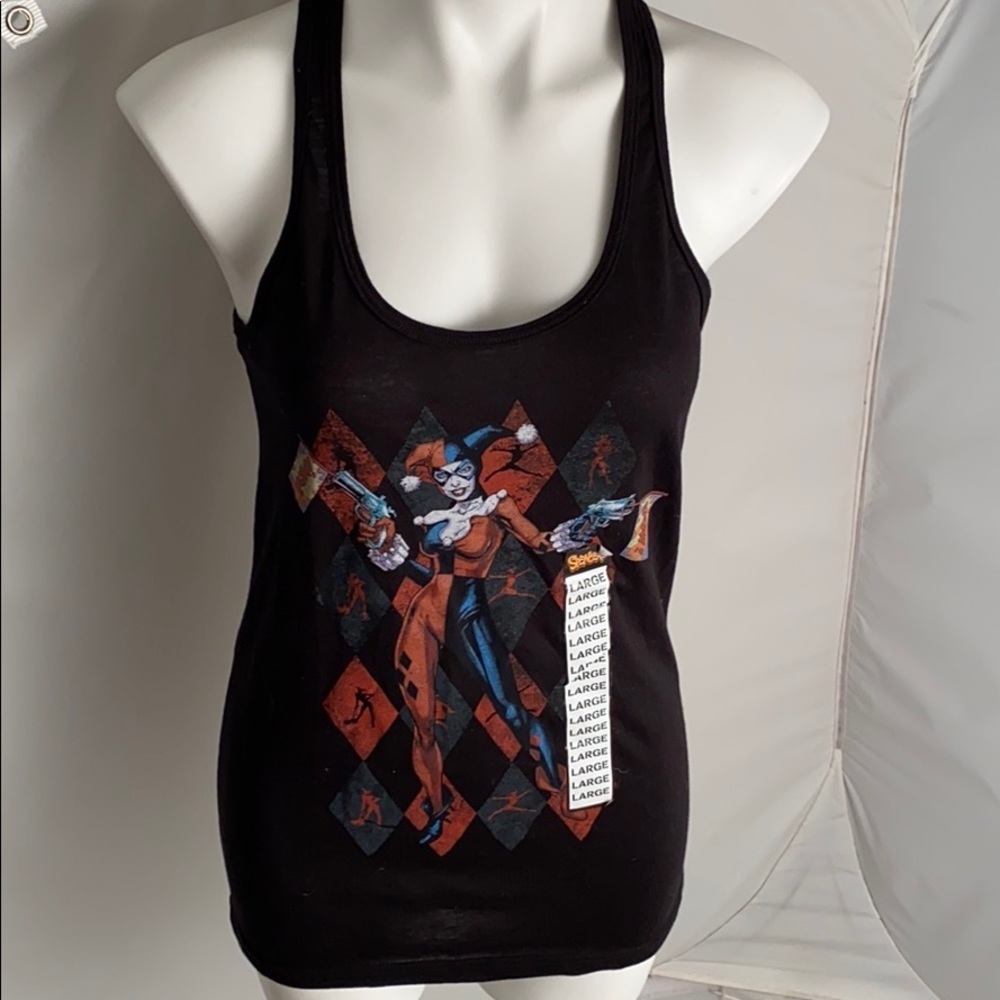DC Comics Harley Quinn black multicolor tank top L - Picture 1 of 11